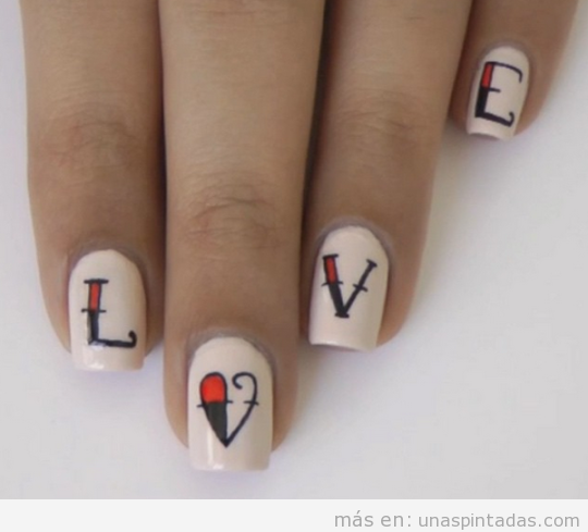 Tutorial pegatinas DIY palabra LOVE Nail Art 2