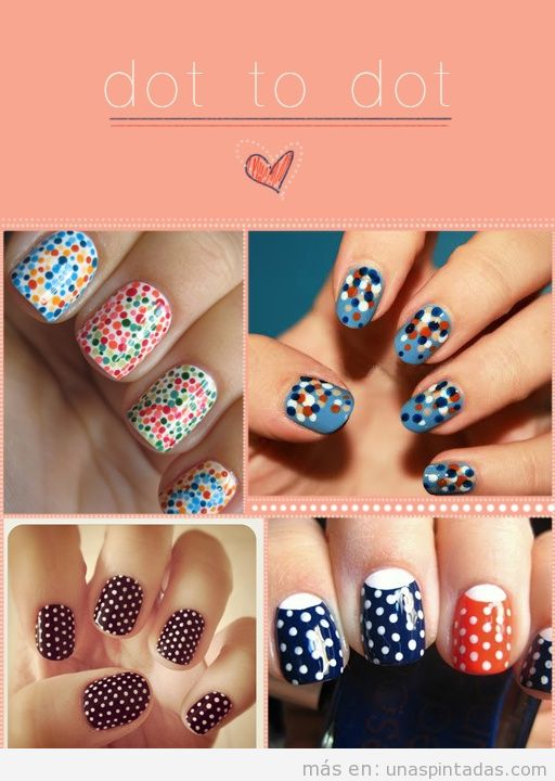 Cuatro ideas diferentes para pintar tus uñas con topos o lunares de colores