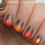 Decoración de uñas fácil en color block, marrón y naranja