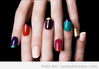 Nail Art de manicura francesa con colores oscuros para otoño invierno 2012-2013