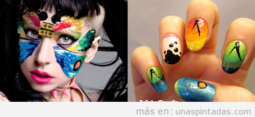 Diseño de uñas inspirado en un maquillaje de Lady Gaga