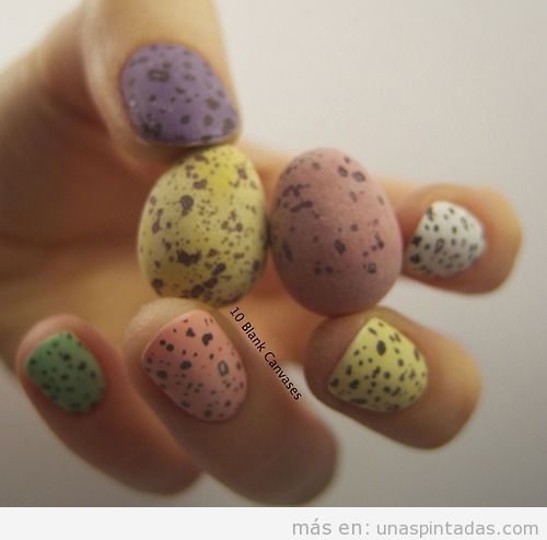 Tutorial paso a paso, decorar las uñas con textura y estampado huevos de Pascua