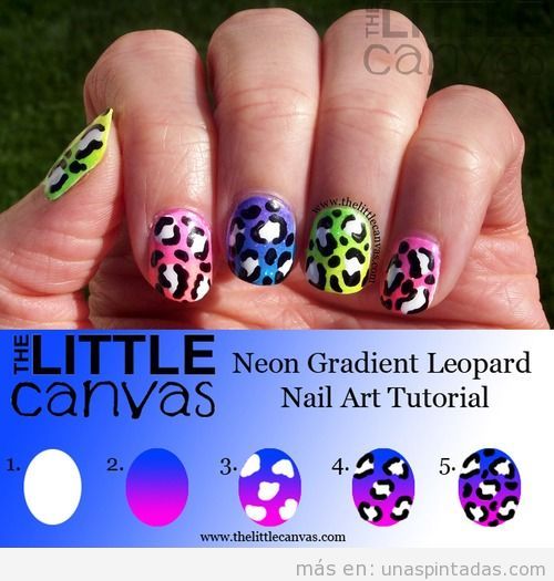 Tutorial paso a paso, cómo hacer una decoración de uñas, estampado leopardo en colores neón