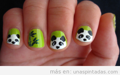Uñas decoradas con ANIMALES: osos panda, hipopótamos, patitos, perros y más