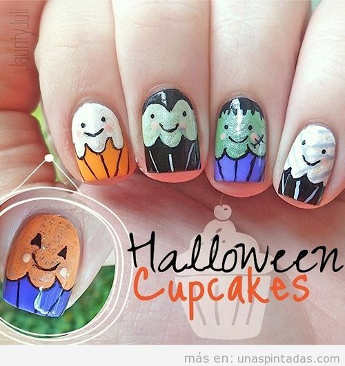 Nail Art divertido, Halloween cupcakes