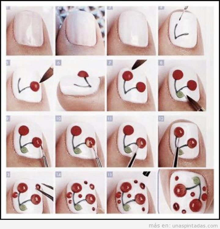 Aprende a hacer un diseño de uñas decoradas con cerezas, paso a paso