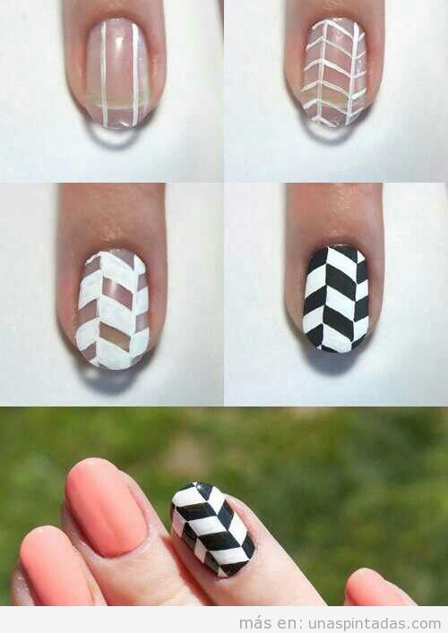 Tutorial diseño uñas Nail Art zigzag efecto 3D