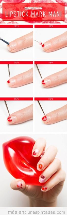 Decoración de uñas de besos muy sensuales - Uñas pintadas