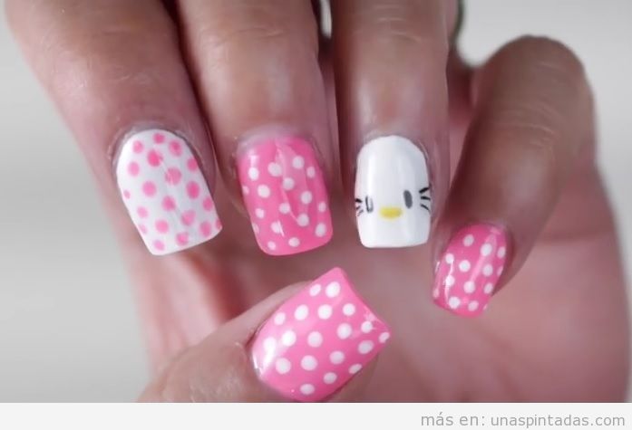2 Decoraciones de uñas de Hello Kitty, vídeo con instrucciones - Uñas  pintadas