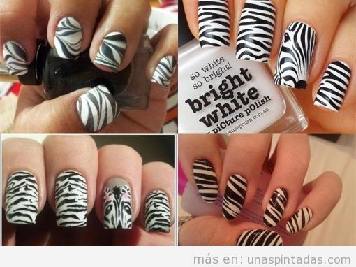 Uñas animal print de cebra - Uñas pintadas