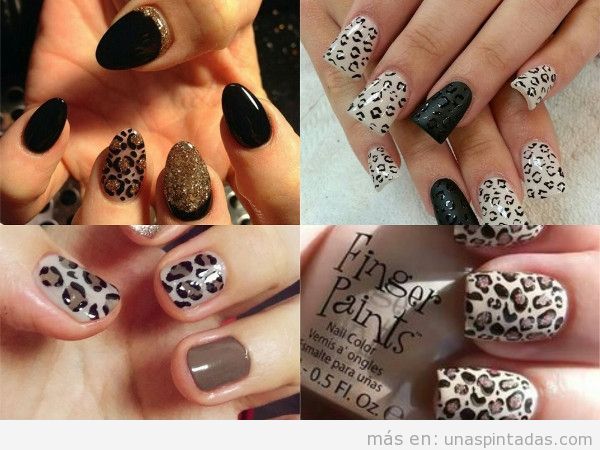 Uñas pintadas de leopardo blancas